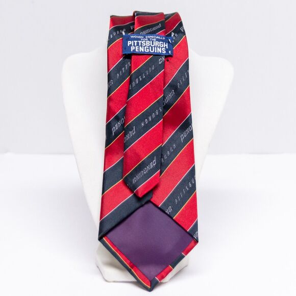 Men's Neck Tie PITTSBURG PENGUINS Hockey Sports Memorabilia Made in USA Silk - Picture 4 of 6